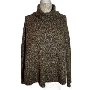 Michael Kors Oversized Heather Brown Sweater Turtleneck dropped shoulder M